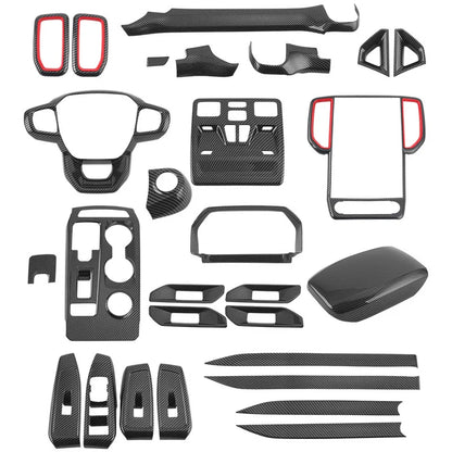 Carbon Fiber Car Interior Overlay Accessories For Ford Ranger Raptor Wildtrak T9 2022-2025, Central Gear Shift Panel Door Trim