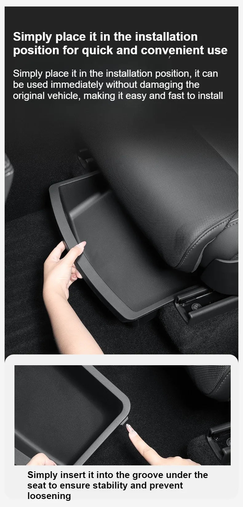 Under Seat Storage Box For Tesla 2026 Model YL 6-Seat TPE Drawer Front Rear Seat Lower Organizer Tray Car Interior Accessories