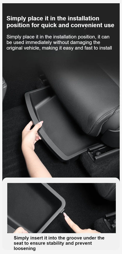 Under Seat Storage Box For Tesla 2026 Model YL 6-Seat TPE Drawer Front Rear Seat Lower Organizer Tray Car Interior Accessories