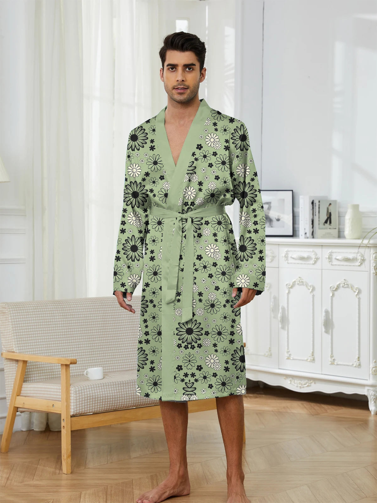 men's long robe 2025 Spring Sleepwear Bathrobe men printing a must-have for leisure and entertainment Autumn robe Funny pajamas