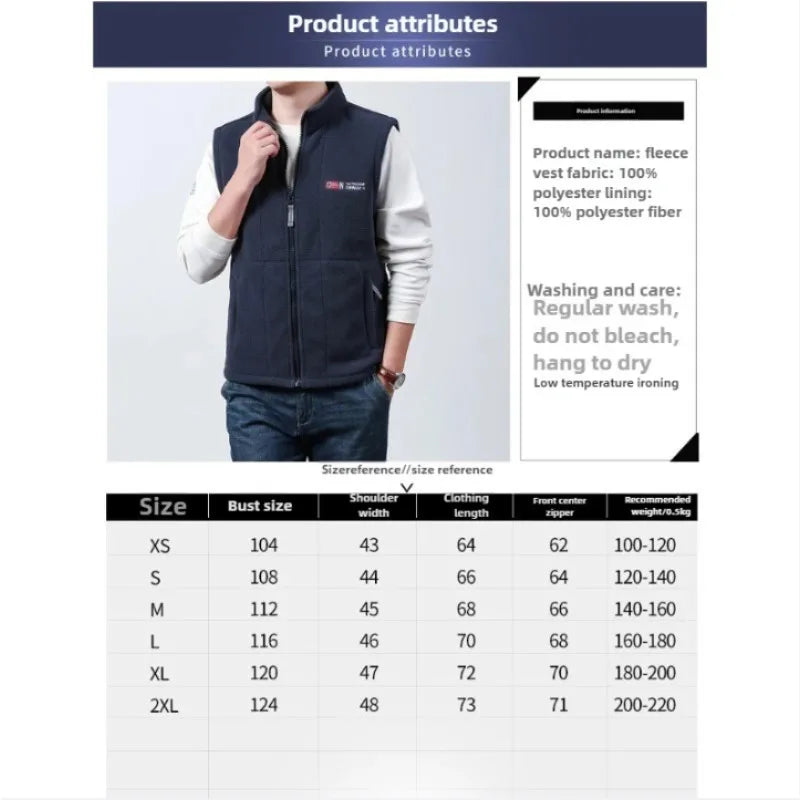 Outerwear Polar Fleece Vest Men Autumn Winter Solid Color Thicken Warm Vests Man Outdoor Casual Fashion Hiking Sportswear Male