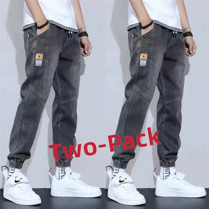Casual Harajuku Style Men's Jeans Spring Autumn Loose Nine Points Workwear Trousers Loose Cuff Youth Fashion Low Waist Jeans
