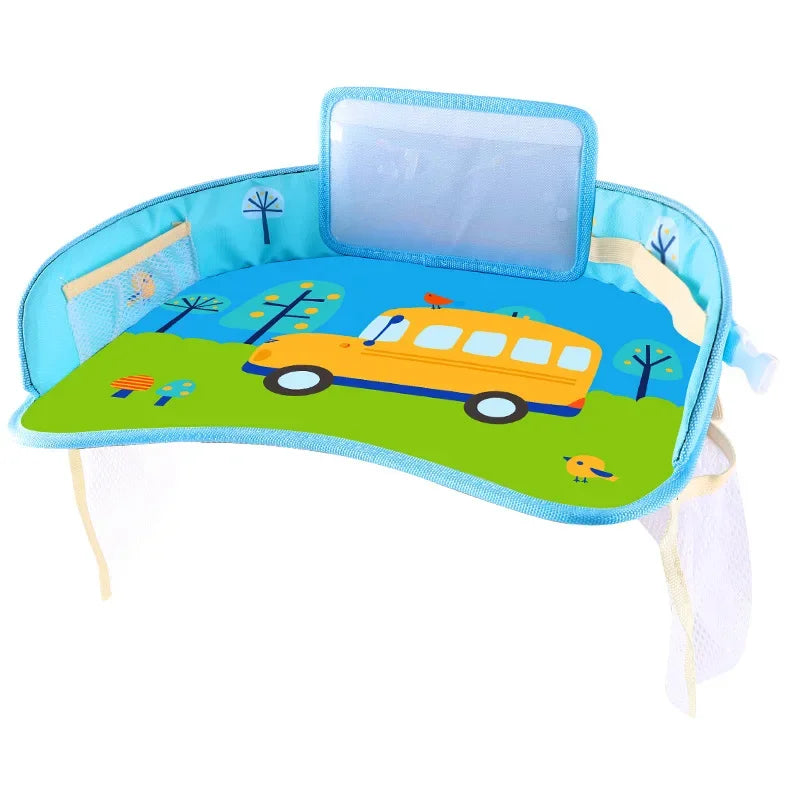 Kids Travel Tray Car Seat Activity and Play Tray Organizer for Children and Toddlers Lap Desk with Tablet Phone Holder Foldable