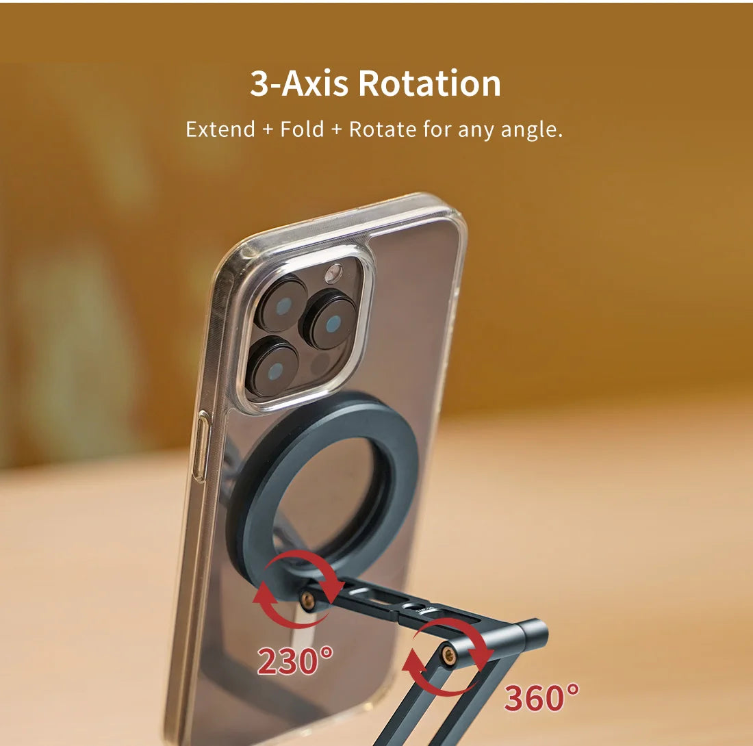 COBONE Magnetic Phone Tripod Holder Foldable Adjustable with Arca-Swiss for Phone Vlog Portable Desktop Phone Mount for Travel