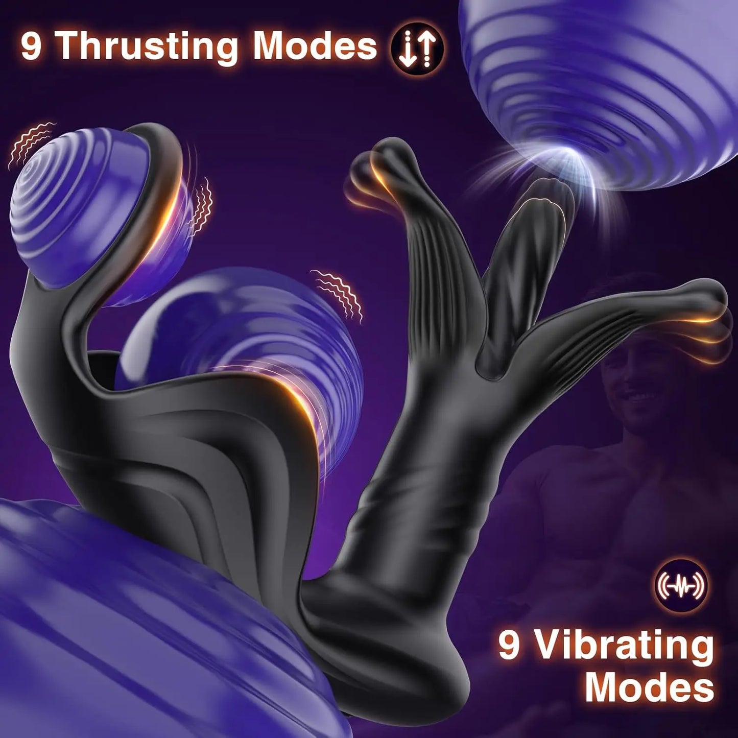 Prostate Massager Anal Plug with 9 Tension Shock Flapping Thrusting Vibrating Butt Plug APP Control Male Vibrator Adult Sex Toys