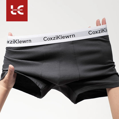 4PCS【LORIEN CREST】New Men's Underwear Pure Cotton Soft Breathable Fashion Solid Color U Convex Comfortable boxer for male