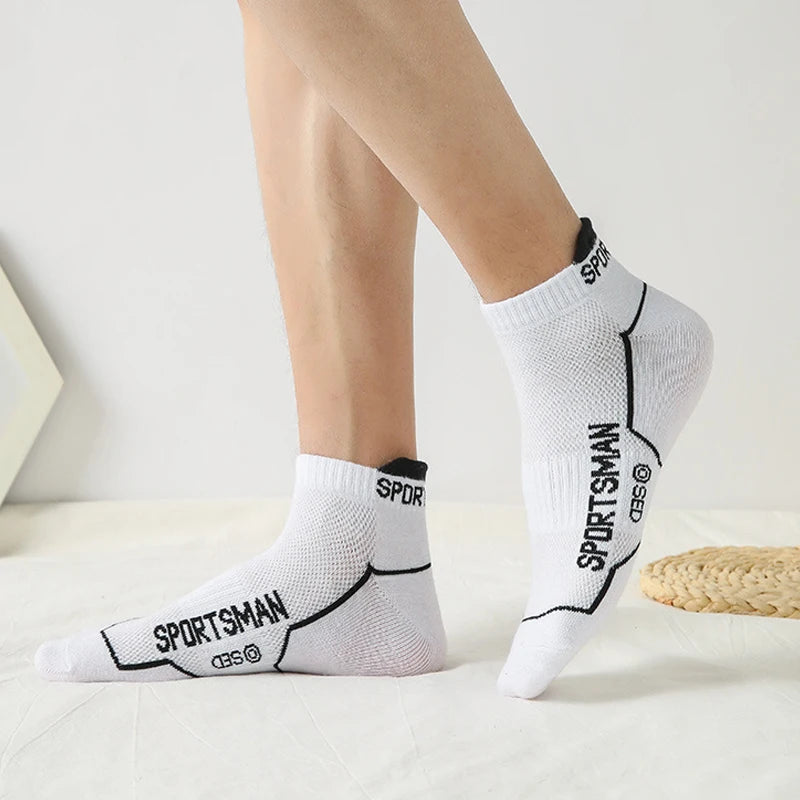 10 Pairs Men's Ankle Running Socks Cotton Breathable Marathon Sports Short Socks Comfortable Sweat Absorption Fitness Socks