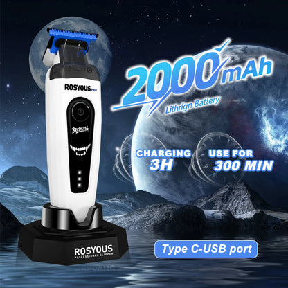 ROSYOUS RSpro-202 Hair Trimmer for Men DLC T-Blade 8000RPM Brushless Motor with Base Charger Professional Hair Cutting Machine