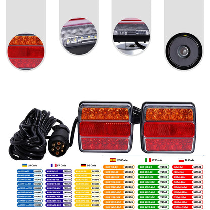 3256807765834798Led Trailer Tail Light Set, 12v, With 7-Pin Plug, Durable Material, Easy To Install, Improves Visibility, Licens