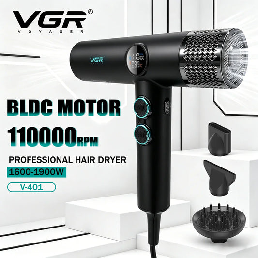VGR Leafless Hair Dryer Professional Blow Dryer Brushless Motor 110000 RPM Suitable For Home Salons Powerful Hair Dryer V-401