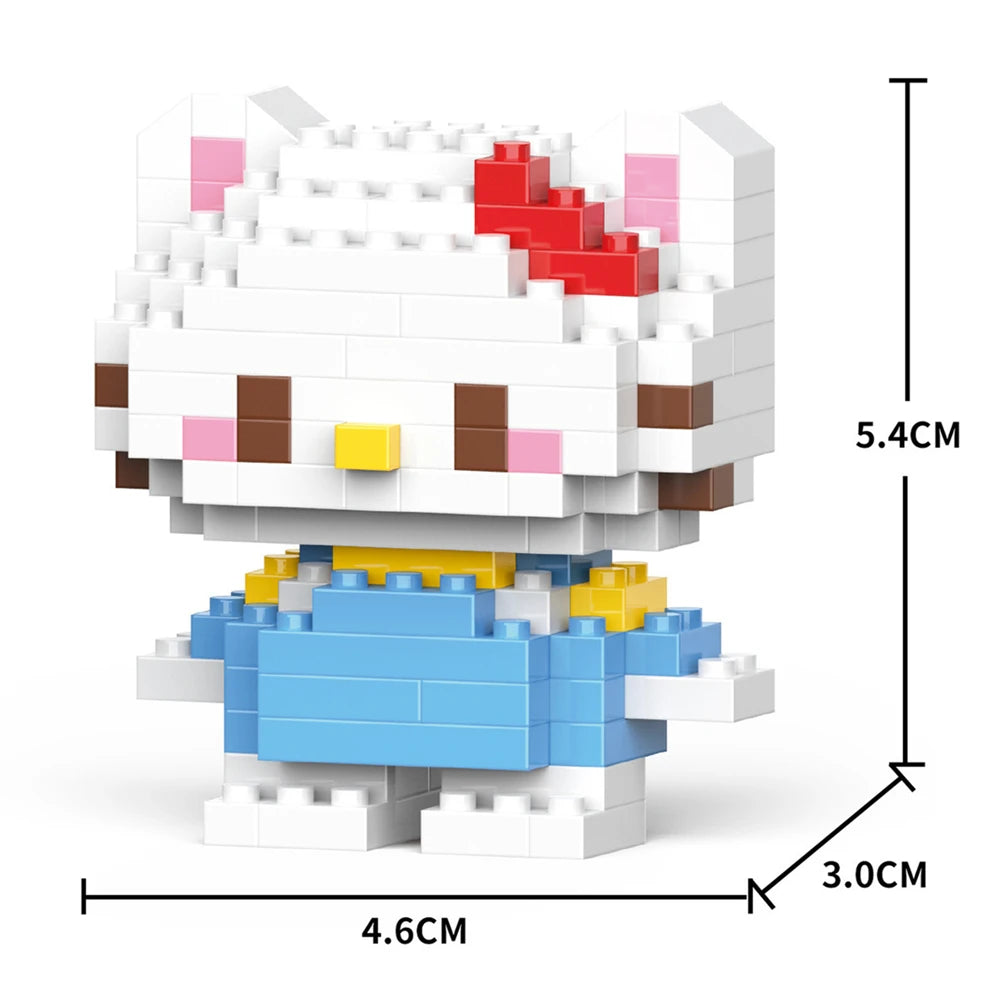 Cartoon Anime Hello Kitty Panda Refrigerator Magnet Blocks Kuromi My Melody Cinnamoroll Building Blocks Toy Kids Birthday Gift
