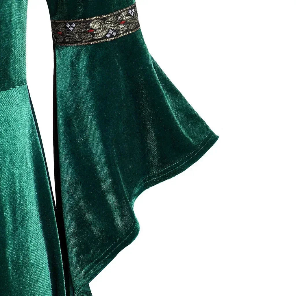 Halloween Women Dress Costumes For Women Long Sleeve Medieval Cosplay Vintage Vampire Witch Victorian Gothi Bandage Dress