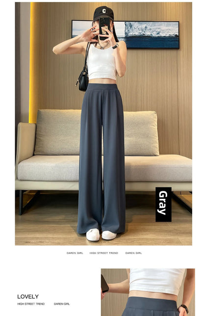 High Waist Wide Leg Pants Women's Loose Casual Straight Nine Points Super plus Size Slimming Trousers Korean Sle Spring Aut...