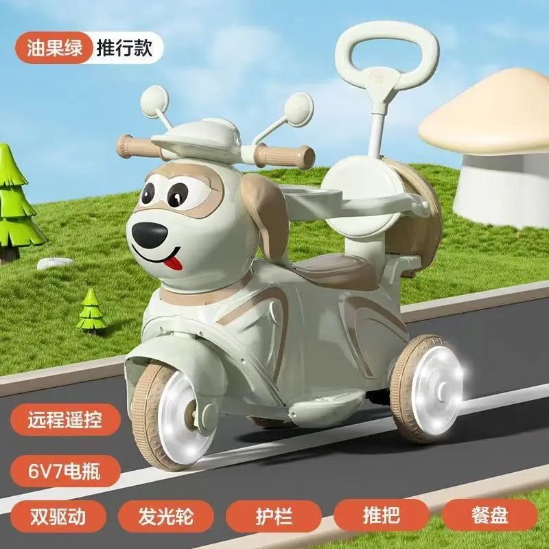 Kids Electric Ride on Motorcycle 3-Wheel Battery Powered Toy Car for 3-6 Years Old Boys Girls Remote Control Push Car Children O