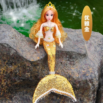 1/6 Cute Princess Mermaid Dolls with Sequin Skirt Suit Multi Joints Movable Doll Kids Toys Birthday Christmas Present Gifts