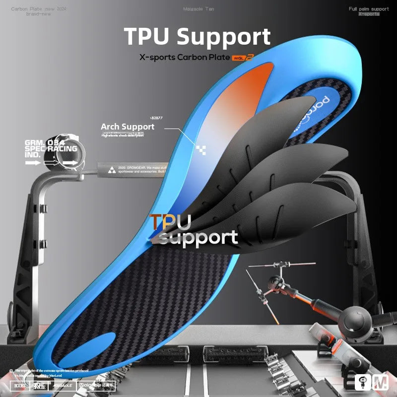 Arch Support Insole Orthotic Arch Lift Heightening Sports Shoes Men Women Breathable Shock Absorption Anti-Odor Carbon Fiber...