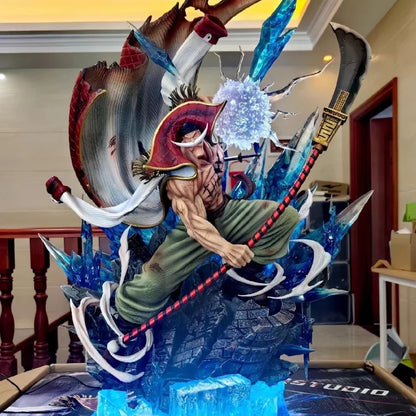 38cm Anime Figure One Piece Whitebeard Pirates Famous Naval Battle Scene Can Emit Light Peripheral Pvc Model Desktop Gifts Toys