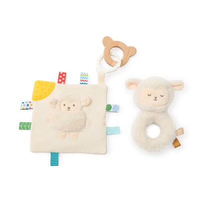Sheep Security Blanket and Rattle 2 Piece Set Soft Crystal Velvet Press to Sound Baby Toys Fine Motor Skills Sensory Baby Toys