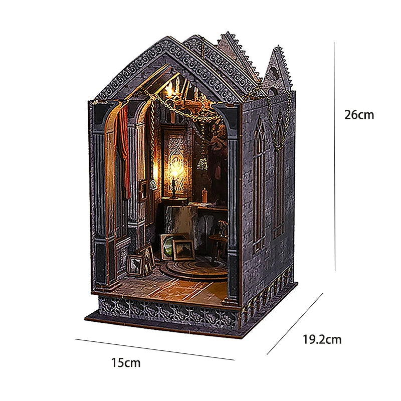 DIY Book Nook Kit Miniature Doll House With Furniture 3D Puzzle Model Building Wooden Bookshelf Bookend Toy Adults Birthday Gift