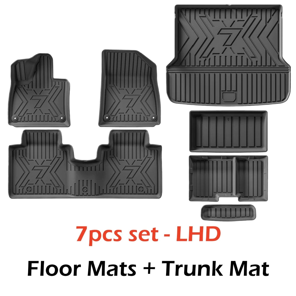 Car Floor Mats For 5 Seats Zeekr 7X 2024 2025 2026 All-Weather Cargo Liner Trunk Mat TPE Waterproof Floor Liner RHD LHD