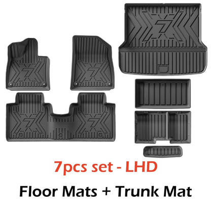 Car Floor Mats For 5 Seats Zeekr 7X 2024 2025 2026 All-Weather Cargo Liner Trunk Mat TPE Waterproof Floor Liner RHD LHD