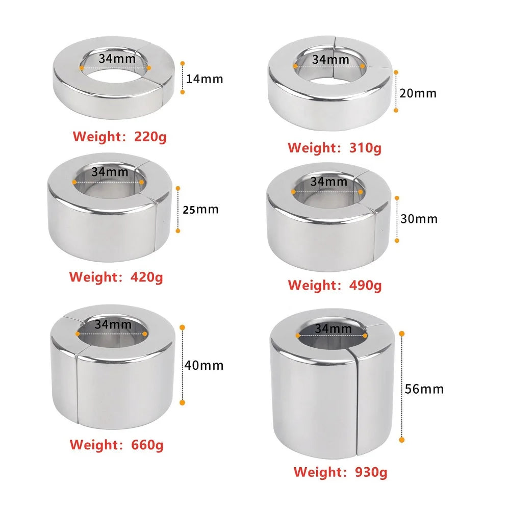 Stainless Steel Ball Stretcher Scrotum Pendant Heavy Magnetic Penis Lock Cock Ring Bondage Metal Erection Male Delay Sex Toy Man