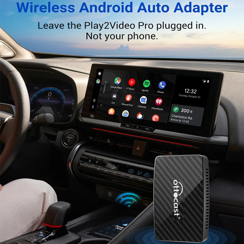 Ottocast Play2video Pro Ai Box Wireless CarPlay Android Auto Adapter Built in Youtube Netflix for Car with Wired Carplay