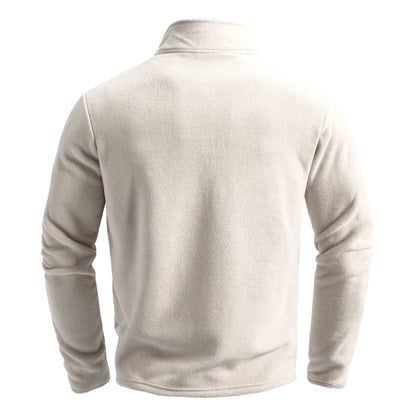 Men's Outdoor Warm Fashion Pullover Winter Warm and Comfortable Half Zip Solid Color Polar Fleece Pullover