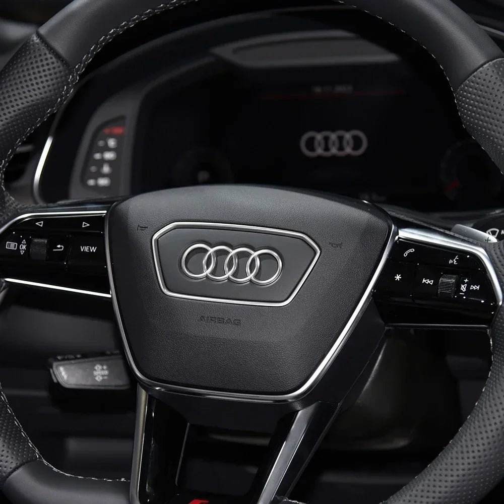 Automobile Steering Wheel Logo Bright Frame Strip Electroplated Car Logo Sticker For Audi A3 A4 B8 8P B9 8V A5 A6 C7 A7 Q3 Q5 Q7