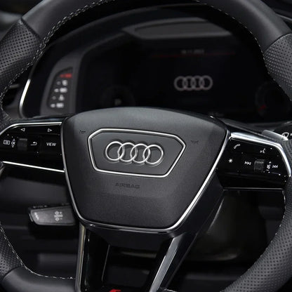 Audi Automobile Steering Wheel Logo Bright Frame Strip Electroplated Sticker Emblem For A3 A4 B8 8P B9 8V A5 A6 C7 A7 Q3 Q5 Q7