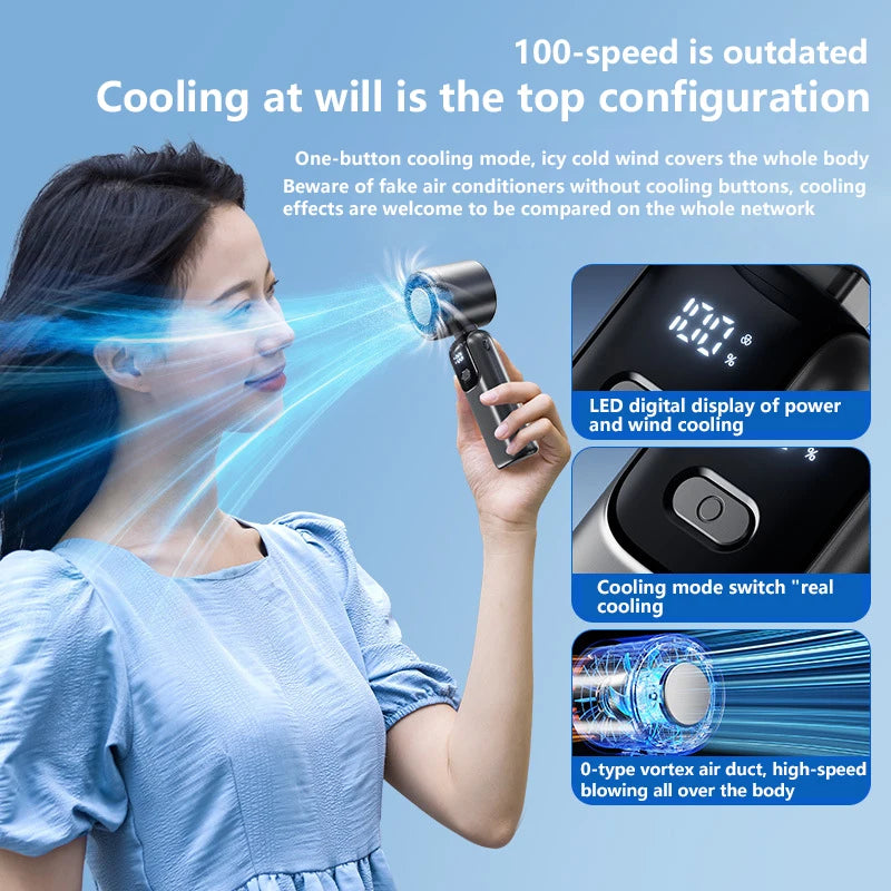 Lenovo Refrigeration Handheld Electric Fan High-speed Violent Turbo Fan Folding Neck Hanging Ice Pack Small Fan Office Outdoor