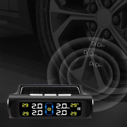 Solar Power TPMS Car Tire Pressure Alarm Monitor System Auto Security Alarm Systems Tyre Pressure Temperature Warning
