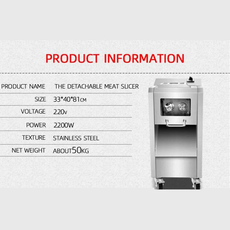 Electric Meat Cutter Machine Commercial Household Stainless Steel Automatic Meat Slicer Shred Dicing Machine 2200W
