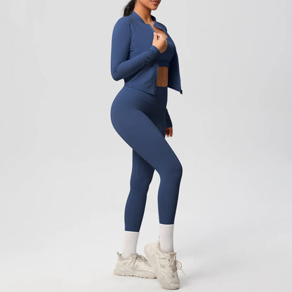 3pcs Sportswear Yoga Set Gym Sports Bra Zipper Jacket Leggings Clothes Sportswear Yoga Suits For Women Fitness Set Tracksuit