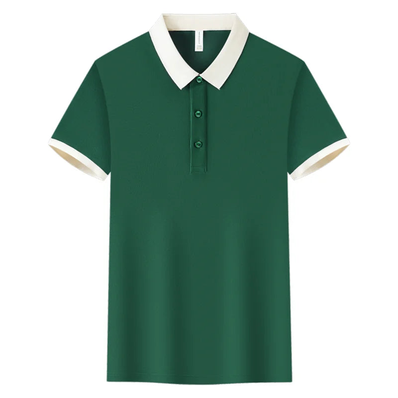 Fashion Contrast Collar Polo Custom Design Casual Business Polo Shirt Print Logo Slim Fit Lapel Short Sleeved Polo Embroidery