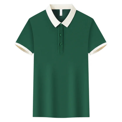 Fashion Contrast Collar Polo Custom Design Casual Business Polo Shirt Print Logo Slim Fit Lapel Short Sleeved Polo Embroidery