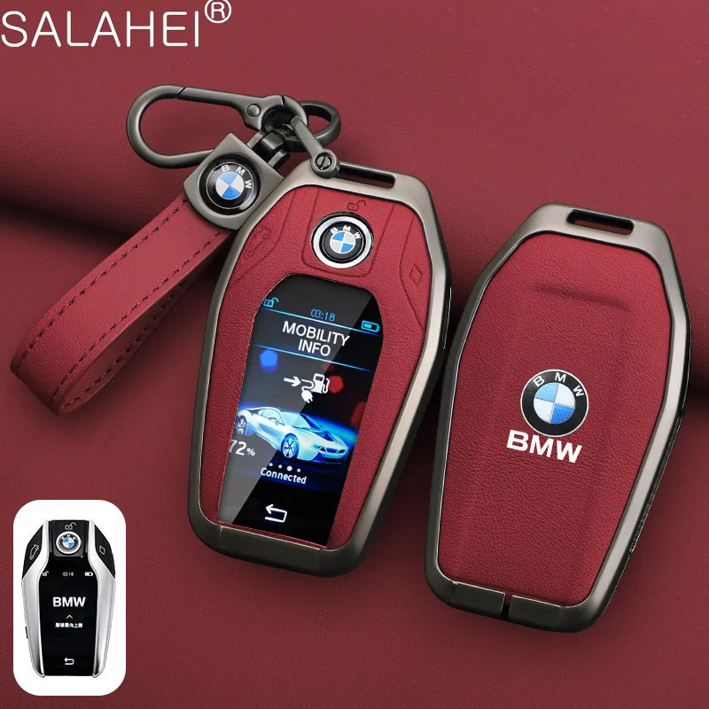 Leather Car Display LED Key Case Fob Cover Shell For BMW 3 5 7 Series G11 G12 G30 G31 X4 X5 X6 X7 i8 G32 G05 G07 X3 Accessories