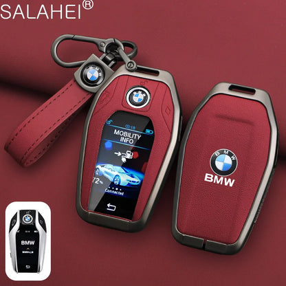 Leather Car Display LED Key Case Fob Cover Shell For BMW 3 5 7 Series G11 G12 G30 G31 X4 X5 X6 X7 i8 G32 G05 G07 X3 Accessories