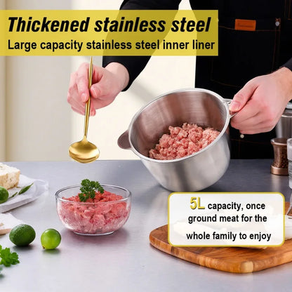 5L Large Capacity Kitchen Blender, 500W 6 Blades Stainless Steel Meat Grinder, 220V Household Food Processor
