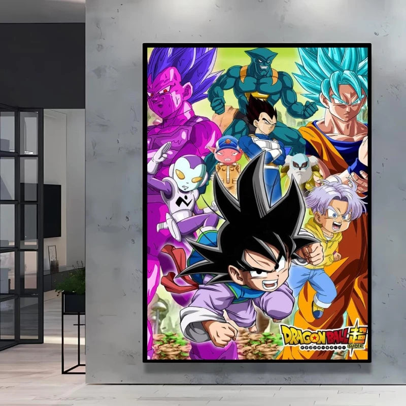 Dragon Ball Poster Super Saiyan Wall Art Goku Themed Painting Vivid Battle Design Durable Canvas Perfect for Anime Room Decor