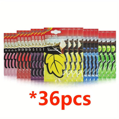 6/12/18/24/48/60pcs Leaf Shape Car Air Freshener Natural Tea Paper Auto Hanging Vanilla Perfume Fragrance Accessories Interior