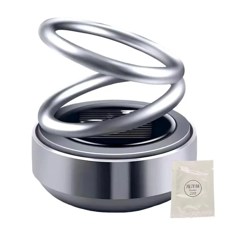 Solar Car Air Fresheners Double Ring Rotating Car Perfume Ornaments Aromatherapy Auto Diffuser Cars Interior Decoration Diffuser