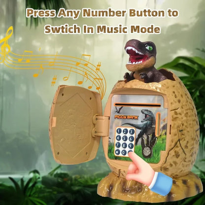 Fingerprint Password Lock Kids Dinosaur-egg Saving Money Coin Safe Box with LED Light Piggy Bank Toys Saving Money Coin Safe Box