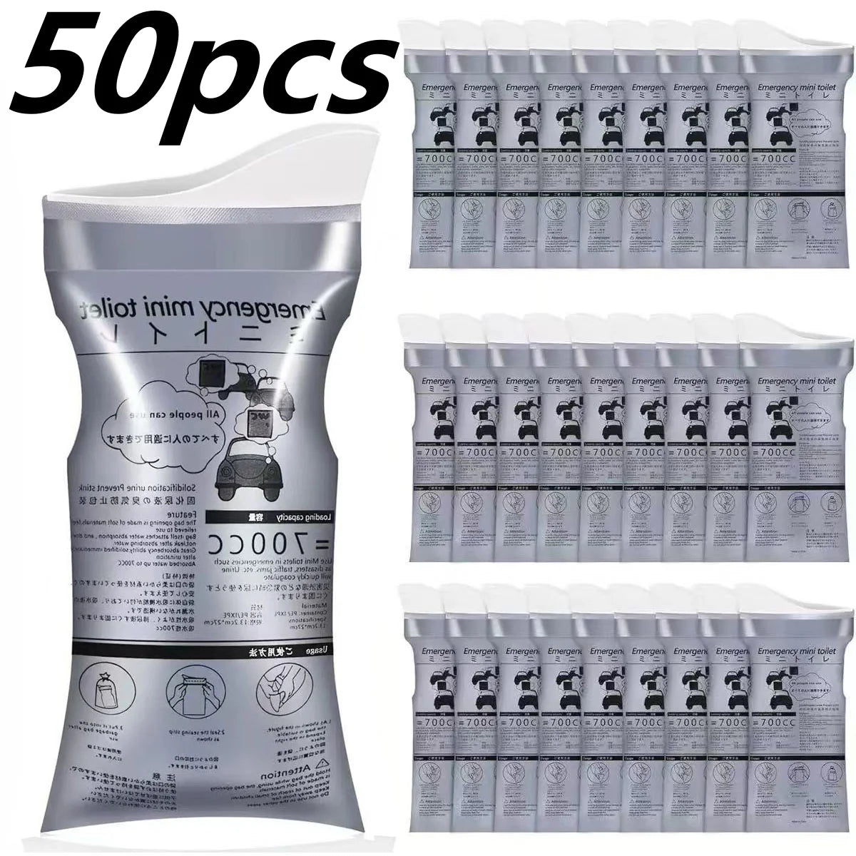 Disposable Urine & Vomit Bags, 700ML Portable Urinal for Women/Men, Emergency Travel, Camping, Traffic Jam, Pregnant, Patient