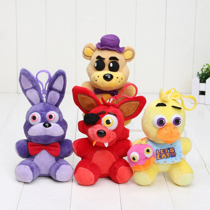 5Pcs Freddy Foxy Bonnie Chica Plush toys keychain Anime Plush pendant Stuffed Plushie Dolls Toys