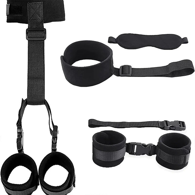 7 Piece Adult Bdsm Bed Erotic Products Women Couples Handcuffs Bandage Set SM Restraint Wrist And Ankle Cuff Sex Toys Sex Swing