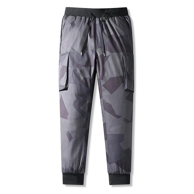 Autumn And Winter New Men'S Camouflage Casual Versatile Loose Outdoor Sports Trousers 90 White Duck Down Warm Down Pants