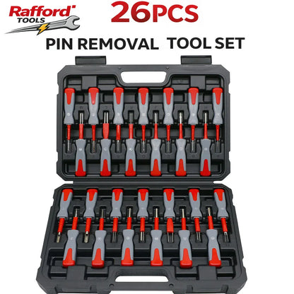 Rafford 26-Piece Terminal Removal Tool Set — Automotive Wiring Pin Extraction Kit (Universal)