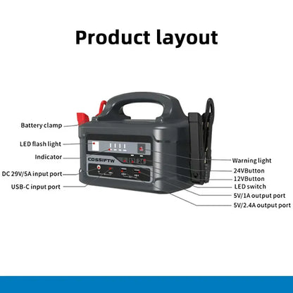 COSSIFTW P2 model high power 10000A peak current lifepo4 battery 80000mAh power bank with heavy duty jump starter 12V/24V