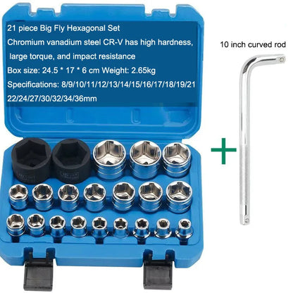 21 Pcs 1/2 Hexagon Torx Sockets Set Ratchet Wrench Tool 8-36mm Specification Socket Head Set Auto Repair Equipment